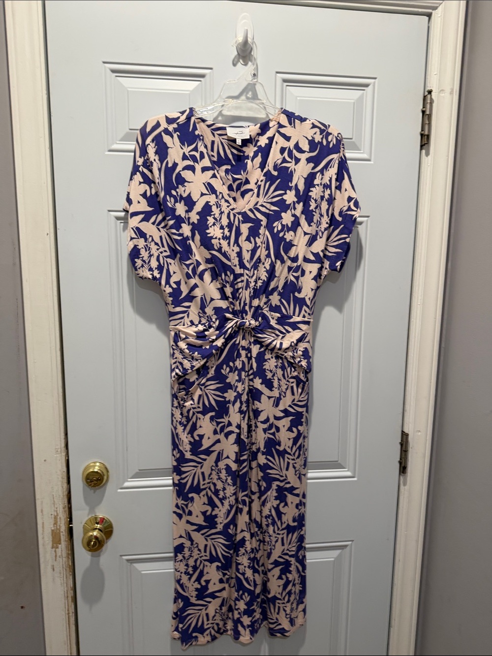 Soma Purple and Cream Floral Tie-Knot Maxi Dress